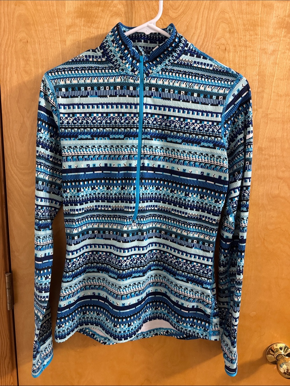 Nike Blue Patterned Quarter-Zip Pullover